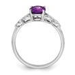14k White Gold Oval Amethyst and Diamond Ring, Size 7 - Birthstone Company