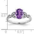 14k White Gold Oval Amethyst and Diamond Ring, Size 7 - Birthstone Company