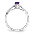 14k White Gold Oval Amethyst and Diamond Ring, Size 7 - Birthstone Company