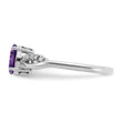 14k White Gold Oval Amethyst and Diamond Ring, Size 7 - Birthstone Company