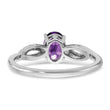 14k White Gold Oval Amethyst and Diamond Ring, Size 7 - Birthstone Company