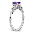 14k White Gold Oval Amethyst and Diamond Ring, Size 7 - Birthstone Company