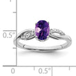 14k White Gold Oval Amethyst and Diamond Ring, Size 7 - Birthstone Company