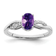 14k White Gold Oval Amethyst and Diamond Ring, Size 7 - Birthstone Company