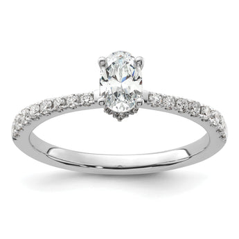 14k White Gold 3/4 carat Lab Grown Diamond VS/SI+ G+ Oval Complete Solitaire Engagement Ring