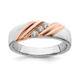 14k Two-tone Rose and White Gold 1/6 carat Lab Grown Diamond VS/SI+ G+ Three Stone Complete Men's Ring