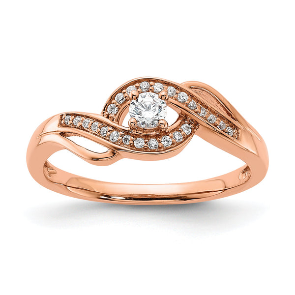 14k Rose Gold 1/5 carat Lab Grown Diamond VS/SI+ G+ Complete Petite Engagement Ring