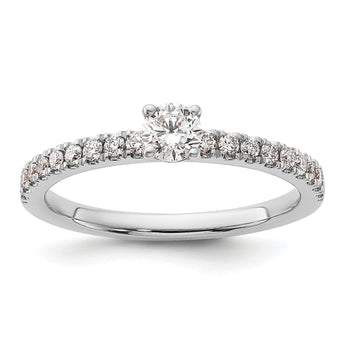 14k White Gold 1/2 carat Lab Grown Diamond VS/SI+ G+ Complete Round Size 7 Engagement Ring