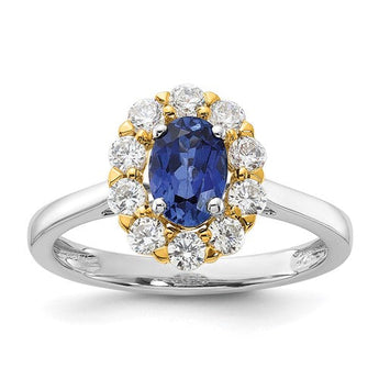 Lab-Created Sapphire & Lab-Grown Diamond Ring in 14K Two-Tone Gold (5/8 ct. tw.), Size 7