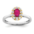 14k Two-Tone 5/8 carat Lab Grown Diamond VS/SI+ G+ and Oval Lab Created Ruby Halo Fashion Ring