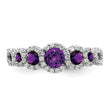 14k White Gold Amethyst and Diamond Ring, Size 7 - Birthstone Company