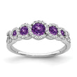 14k White Gold Amethyst and Diamond Ring, Size 7 - Birthstone Company