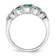14k White Gold Created Emerald and Diamond Ring, Size 7 - Birthstone Company