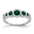 14k White Gold Created Emerald and Diamond Ring, Size 7 - Birthstone Company
