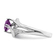 14k White Gold Amethyst and Diamond Ring, Size 7 - Birthstone Company