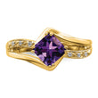 14k Amethyst and Diamond Ring, Size 7 - Birthstone Company