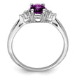14k White Gold Amethyst and Diamond Ring, Size 7 - Birthstone Company