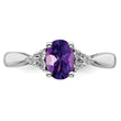14k White Gold Amethyst and Diamond Ring, Size 7 - Birthstone Company