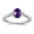 14k White Gold Amethyst and Diamond Ring, Size 7 - Birthstone Company