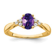 14k Amethyst and Diamond Ring, Size 7 - Birthstone Company