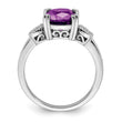 14k White Gold Amethyst and Diamond Ring, Size 7 - Birthstone Company
