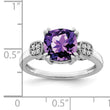 14k White Gold Amethyst and Diamond Ring, Size 7 - Birthstone Company