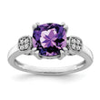 14k White Gold Amethyst and Diamond Ring, Size 7 - Birthstone Company