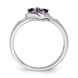 10k White Gold Amethyst and Diamond 2-stone Heart Ring, Size 7 - Birthstone Company