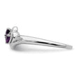 10k White Gold Amethyst and Diamond 2-stone Heart Ring, Size 7 - Birthstone Company