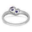 10k White Gold Amethyst and Diamond 2-stone Heart Ring, Size 7 - Birthstone Company