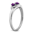 10k White Gold Amethyst and Diamond 2-stone Heart Ring, Size 7 - Birthstone Company