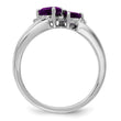 10k White Gold Amethyst and Diamond 2-stone Heart Ring, Size 7 - Birthstone Company