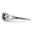 10k White Gold Amethyst and Diamond 2-stone Heart Ring, Size 7 - Birthstone Company