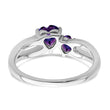 10k White Gold Amethyst and Diamond 2-stone Heart Ring, Size 7 - Birthstone Company