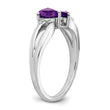 10k White Gold Amethyst and Diamond 2-stone Heart Ring, Size 7 - Birthstone Company