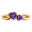 10k Amethyst and Diamond 2-stone Heart Ring, Size 7 - Birthstone Company