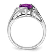 14k White Gold Amethyst and Diamond Heart Ring, Size 7 - Birthstone Company