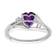 14k White Gold Amethyst and Diamond Heart Ring, Size 7 - Birthstone Company