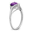 14k White Gold Amethyst and Diamond Heart Ring, Size 7 - Birthstone Company