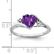 14k White Gold Amethyst and Diamond Heart Ring, Size 7 - Birthstone Company