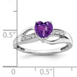 10k White Gold Amethyst and Diamond Heart Ring, Size 7 - Birthstone Company