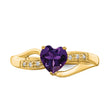 10k Amethyst and Diamond Heart Ring, Size 7 - Birthstone Company