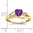 10k Amethyst and Diamond Heart Ring, Size 7 - Birthstone Company