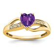 10k Amethyst and Diamond Heart Ring, Size 7 - Birthstone Company