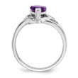 14k White Gold Amethyst and Diamond Heart Ring, Size 7 - Birthstone Company