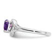 14k White Gold Amethyst and Diamond Heart Ring, Size 7 - Birthstone Company