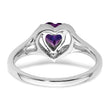 14k White Gold Amethyst and Diamond Heart Ring, Size 7 - Birthstone Company