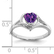 14k White Gold Amethyst and Diamond Heart Ring, Size 7 - Birthstone Company