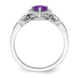 14k White Gold Amethyst and Diamond Heart Ring, Size 7 - Birthstone Company