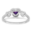14k White Gold Amethyst and Diamond Heart Ring, Size 7 - Birthstone Company